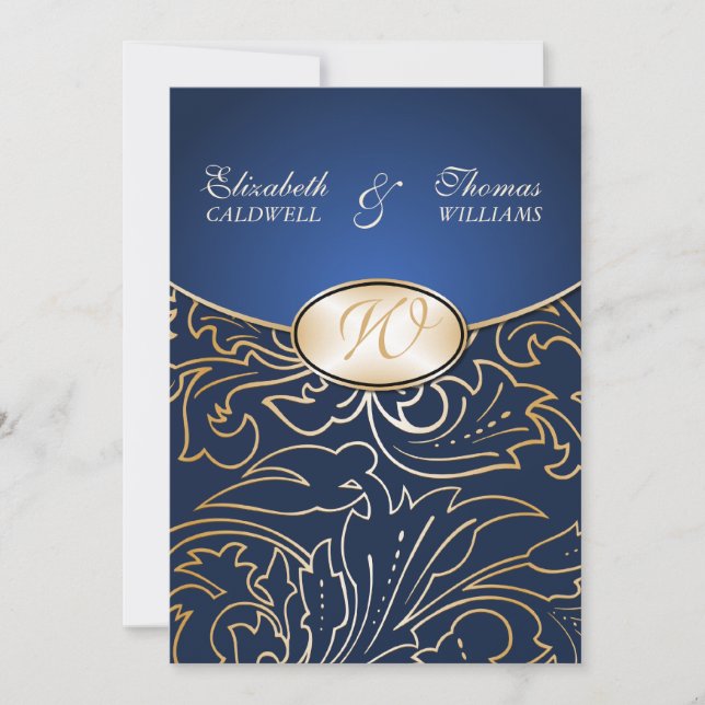 Convites Ouro Jazmene Filigree Invitation-indigo (Frente)