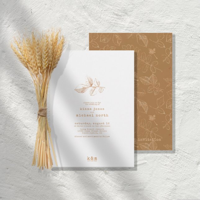 Convites Ouro Leaf Wedding Dourado ID655 (Criador carregado)