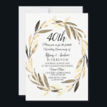 Convites Ouro Leaf Wreath 40º Aniversário de Casamento Conv<br><div class="desc">Ouro Wreath 40º Aniversário de Casamento Convide a Coleção de Correspondência em Niche e Nest store. Trabalho de arte por www.EssemCreatives.etsy.com</div>