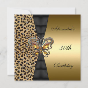 Convites Ouro-leopardo Borboleta-aniversário de 30 anos de-
