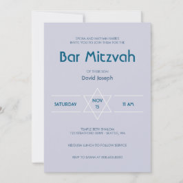 Convites Ouro Magen azul claro David Bar Mitzvah