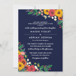 Convites Ouro Marinho Amarelo Boho Pais Florais Hospedagem