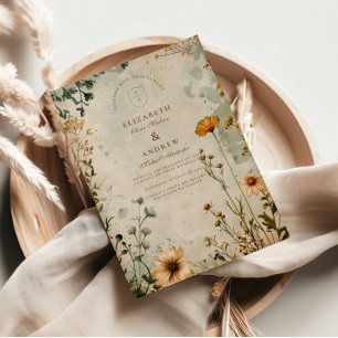 Convites Ouro Meadow Wildflower Wedding