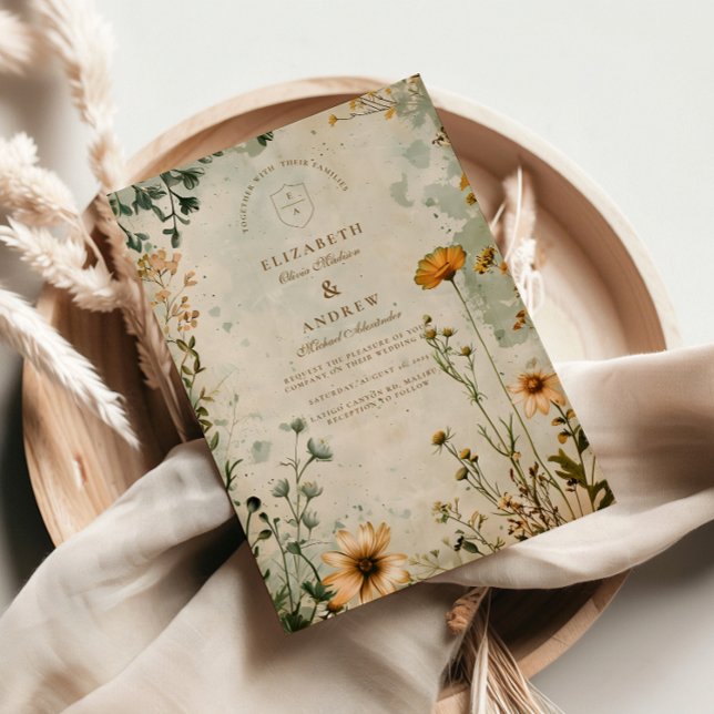Convites Ouro Meadow Wildflower Wedding (Criador carregado)