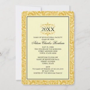 Convites Ouro Modelo de graduação Amarelo Formal