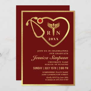Convites Ouro Moderno de Enfermagem Festa de formatura esco