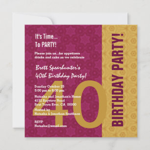 Convites Ouro moderno do aniversário de 40 anos e D848H1