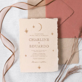 Convites Ouro Moon Celestial Boho Casamento Qr Code