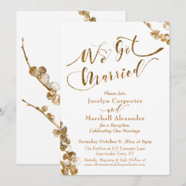 Convites Ouro Nós nos Casamos com Botânicos em Branco