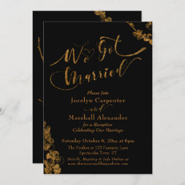 Convites Ouro Nós nos Casamos com Botânicos em Preto