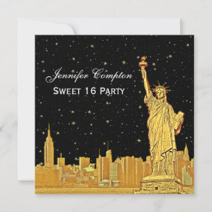 Convites Ouro NYC Horizonte #2 Etch Estrela DIY BG SQ Doce