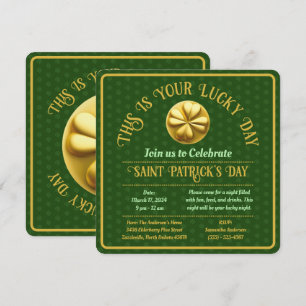 Convites Ouro personalizado Rua Shamrock. Dia de Patrick