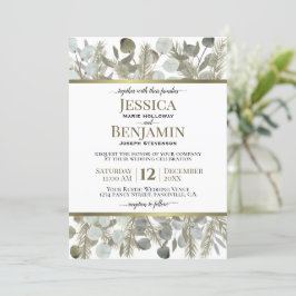 Convites Ouro Pine e Eucalyptus Casamento no inverno Russo