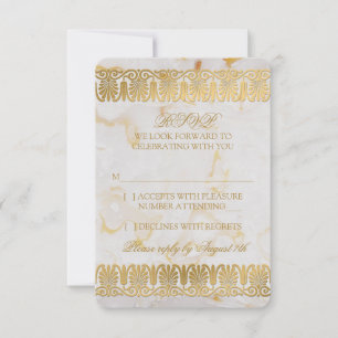 Convites Ouro Prata Mármore Marble Casamento Resposta RSVP