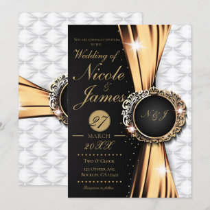 Convites Ouro Preto & Branco Casamento Luxuoso ou Evento