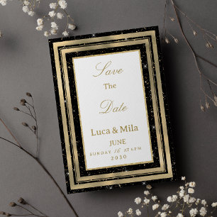 Convites Ouro preto brilhante confete glitter Save the Date