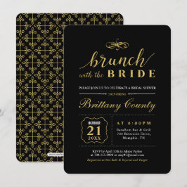 Convites Ouro & Preto | Brunch de Noiva de Casamento Elegan