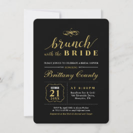 Convites Ouro & Preto | Brunch de Noiva de Casamento Elegan