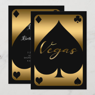 Convites Ouro & Preto Cassino Spade Las Vegas Aniversário d