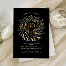 Ouro Preto Elegante Floral 80 & Fabuloso Aniversár
