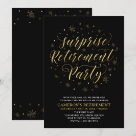 Convites Ouro & Preto | Festa de Aposentadoria Surpresa Mod
