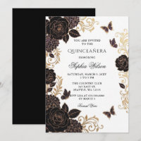 Ouro Preto Floral Borboleta Quinceañera