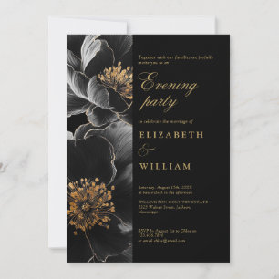 Convites Ouro Preto Floral Moderno para Casamento Festa Not