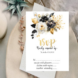 Convites Ouro Preto Flores Brancas RSVP