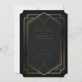 Convites Ouro Preto Luxo Elegante Casamento Art Déco