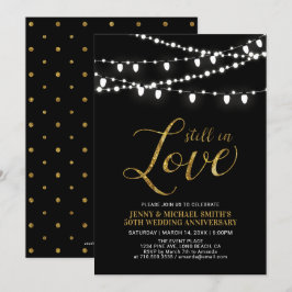 Convites Ouro & Preto | Moderno 50º Aniversário de Casament