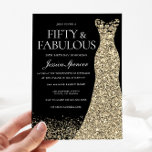 Convites Ouro preto Vestido mulheres 50ª Festa de aniversár<br><div class="desc">Ouro Preto Vestido Mulheres 50ª Festa de aniversário 50 e Fabulosas Variações para o convite e itens correspondentes na nossa loja</div>