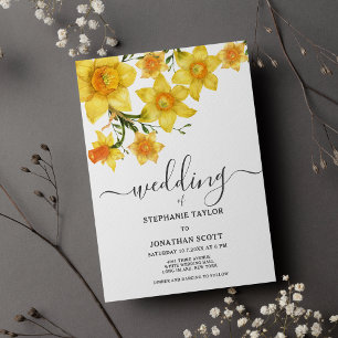 Convites ouro primavera daffodils flores casamento