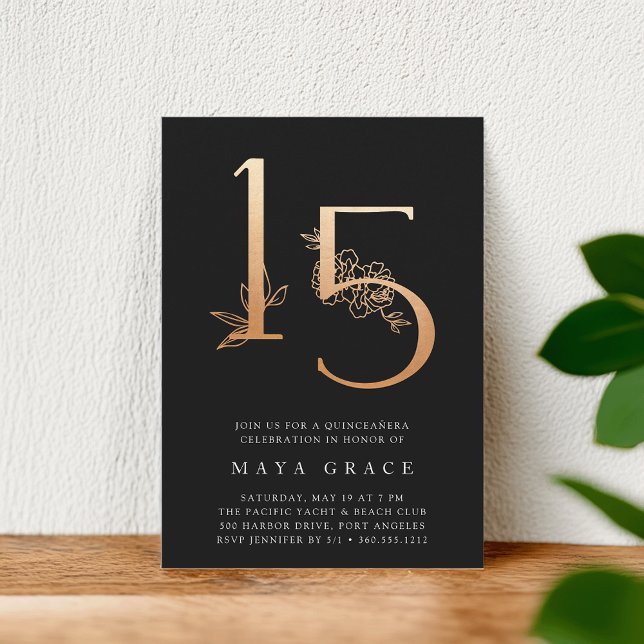 Convites Ouro | Quinceanera rosa Dourada (Criador carregado)