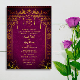 Convites Ouro Real do Casamento Hindu de Ganesha