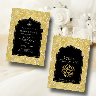 Convites Ouro Real Islâmico Damask Muslim Nikah Wedding