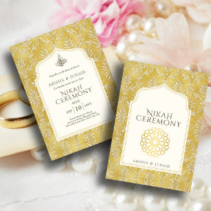 Convites Ouro Real Islâmico Damask Muslim Nikah Wedding