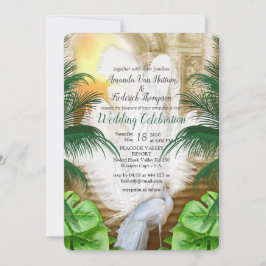 Convites Ouro Real White Peacock