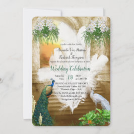 Convites Ouro Real White Peacock