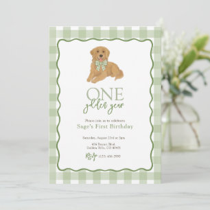 Convites Ouro Retriever Um Ano Ouro Primeiro Aniversário
