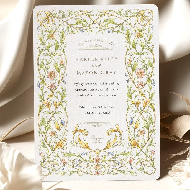 Convites Ouro Rococo Vine Wedding (Criador carregado)