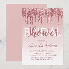 Convites Ouro Rosa | Chá de panela brilhante rosa