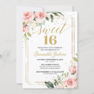 Convites Ouro rosa de ouro floral eucalipto ouro 16