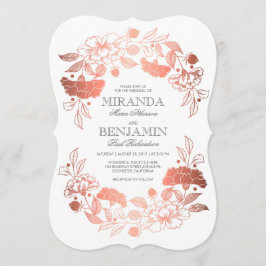 Convites Ouro Rosa | Floral Elegante e Casamento Simples
