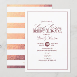 Convites Ouro Rosa White Elegant Sweet 16 Party