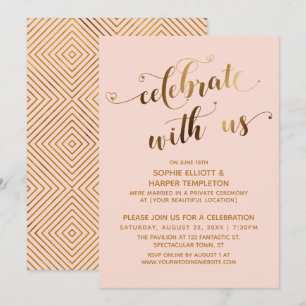 Convites Ouro & Rubor Celebre Conosco Festa Pós-Casamento