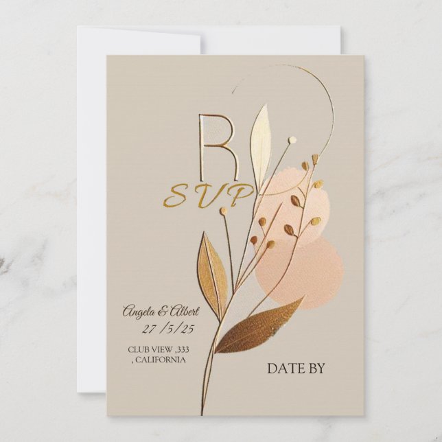 Convites ouro simples rsvp de casamento dicas de design (Frente)