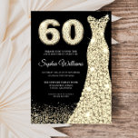Convites Ouro Sparkle Dress preto 60º Festa de aniversário<br><div class="desc">Ouro Sparkle Dress Black 60º Variações de Convite de aniversário para o convite e itens correspondentes na nossa loja</div>