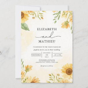 Convites Ouro Sunflower Vista Wedding