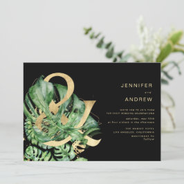 Convites Ouro Tropical Foliage Ampersand Wedding