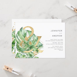 Convites Ouro Tropical Foliage Ampersand Wedding